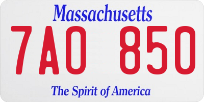MA license plate 7AO850