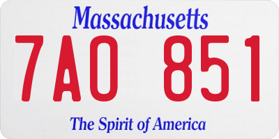 MA license plate 7AO851