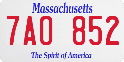 MA license plate 7AO852
