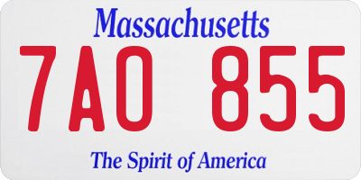 MA license plate 7AO855