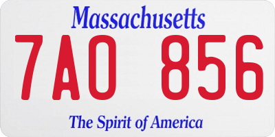 MA license plate 7AO856