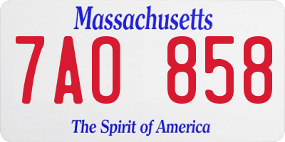 MA license plate 7AO858