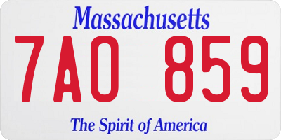 MA license plate 7AO859