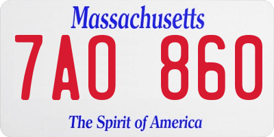 MA license plate 7AO860
