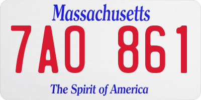 MA license plate 7AO861