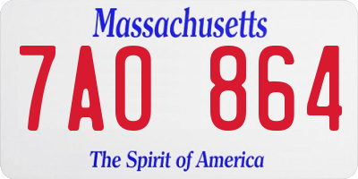 MA license plate 7AO864