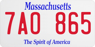 MA license plate 7AO865