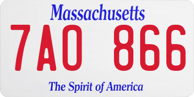 MA license plate 7AO866