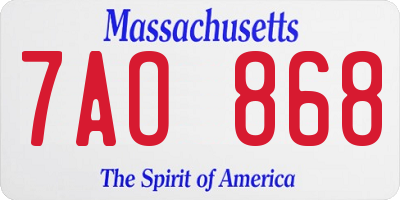 MA license plate 7AO868