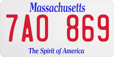 MA license plate 7AO869