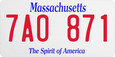 MA license plate 7AO871
