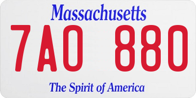 MA license plate 7AO880