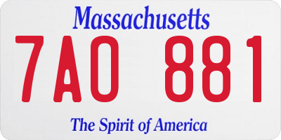 MA license plate 7AO881