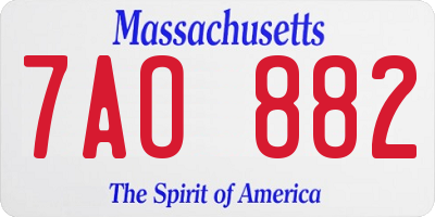 MA license plate 7AO882