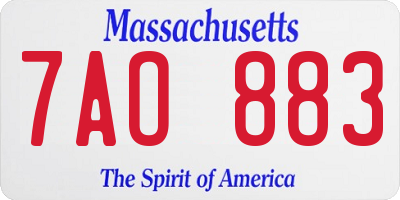 MA license plate 7AO883