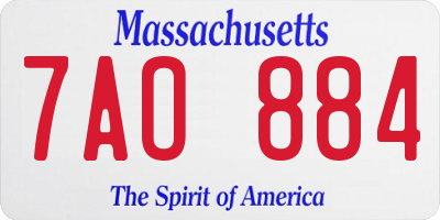 MA license plate 7AO884