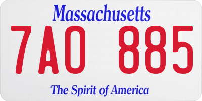 MA license plate 7AO885