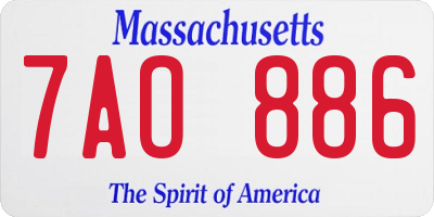 MA license plate 7AO886