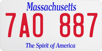 MA license plate 7AO887