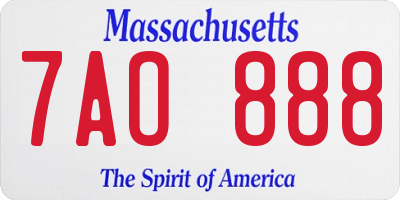MA license plate 7AO888