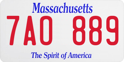 MA license plate 7AO889