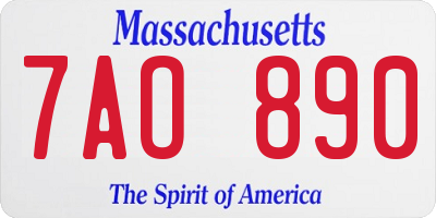 MA license plate 7AO890