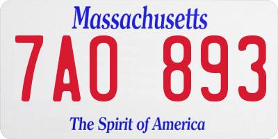 MA license plate 7AO893