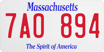 MA license plate 7AO894