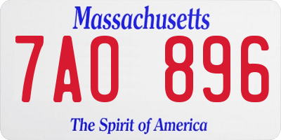 MA license plate 7AO896