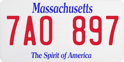 MA license plate 7AO897