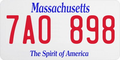 MA license plate 7AO898