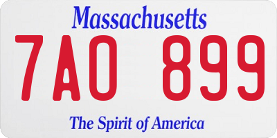 MA license plate 7AO899