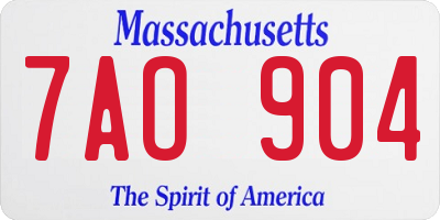 MA license plate 7AO904