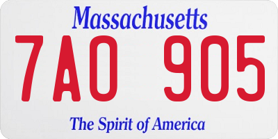 MA license plate 7AO905