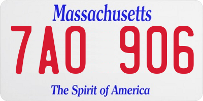 MA license plate 7AO906