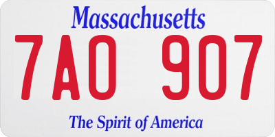MA license plate 7AO907