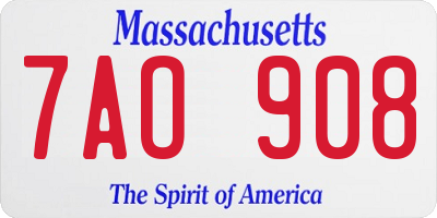 MA license plate 7AO908
