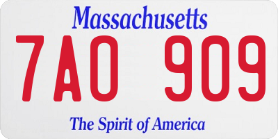 MA license plate 7AO909