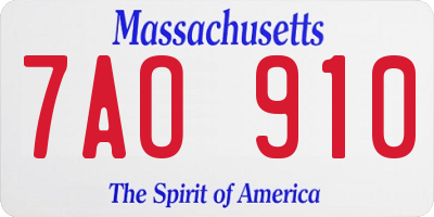 MA license plate 7AO910