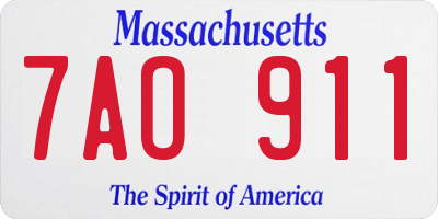MA license plate 7AO911