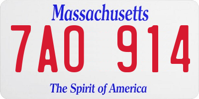 MA license plate 7AO914