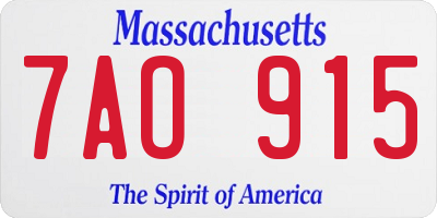 MA license plate 7AO915