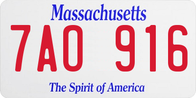 MA license plate 7AO916