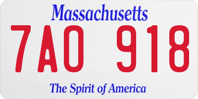 MA license plate 7AO918