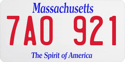 MA license plate 7AO921