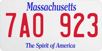 MA license plate 7AO923