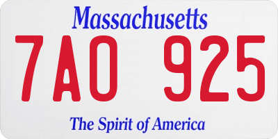 MA license plate 7AO925