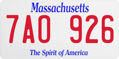 MA license plate 7AO926