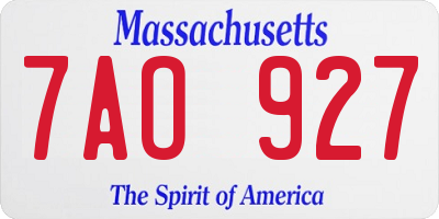 MA license plate 7AO927