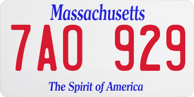 MA license plate 7AO929